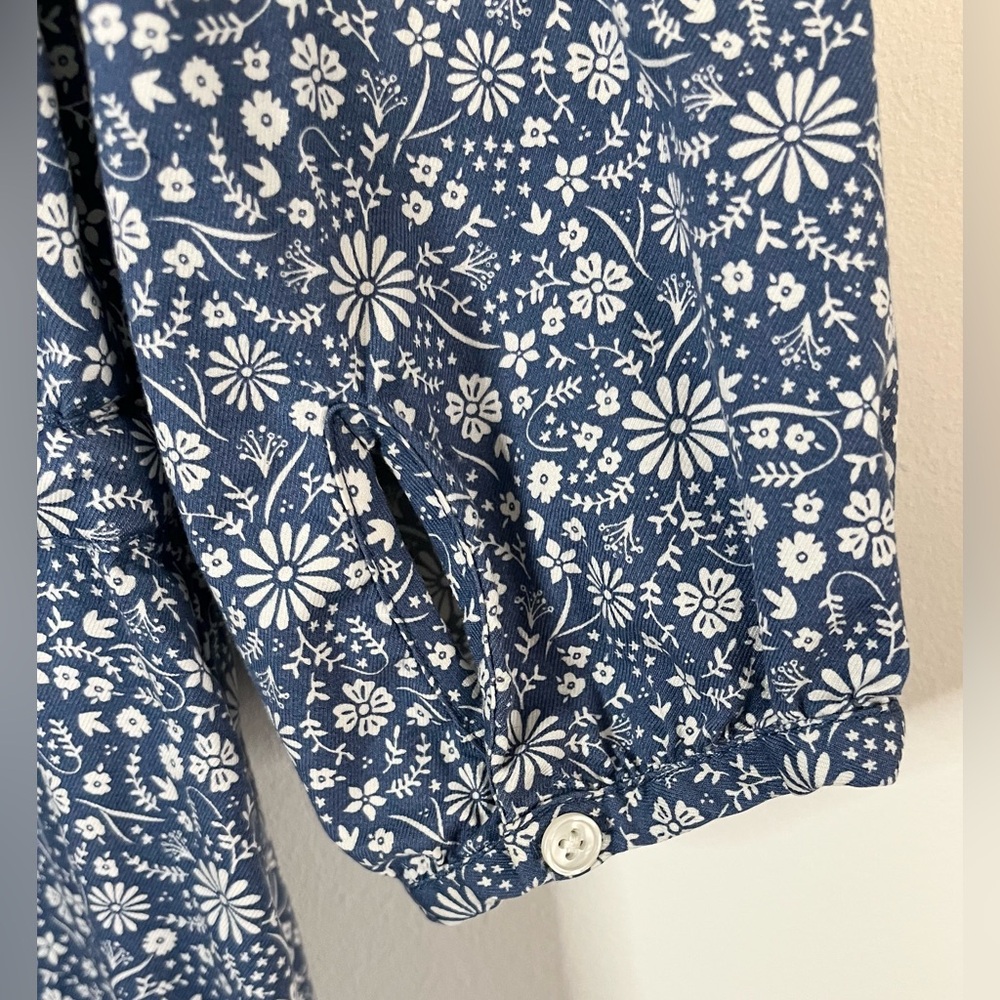 Hope & Henry Floral Print Organic Cotton Midi Dress in Blue and White. Size 10 - Picture 6 of 11